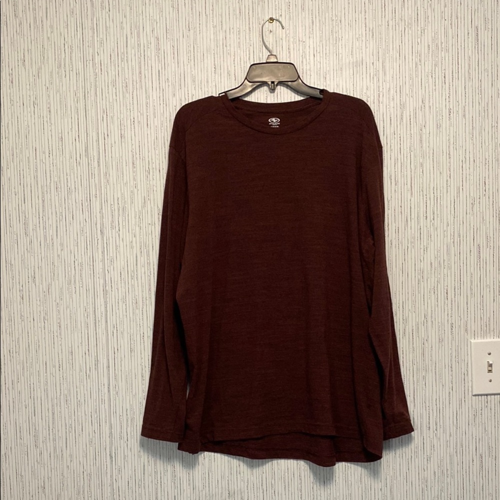 Athletic Works Men's XL T-shirt Long Sleeve Shirt Dri Works  Maroon Color